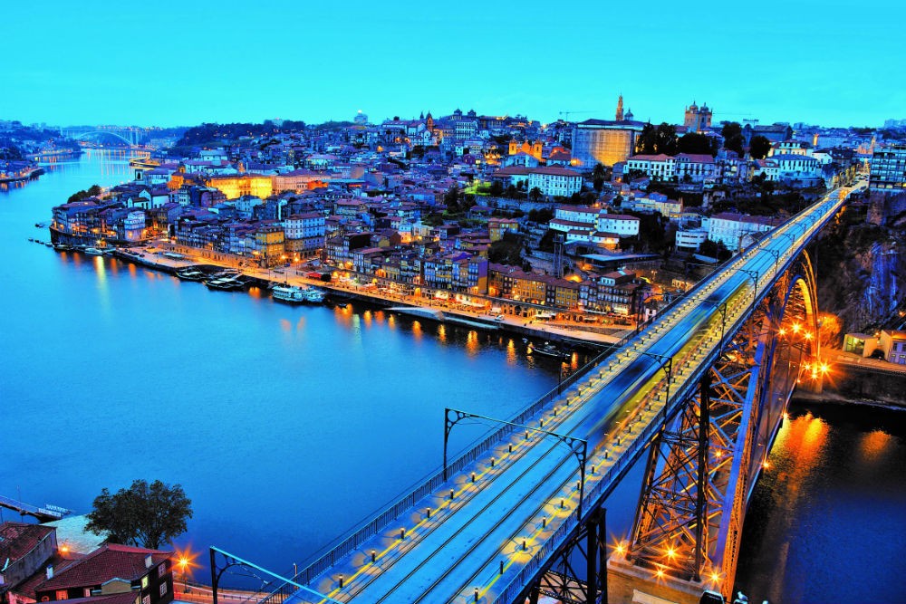 night view of Porto, Portugal