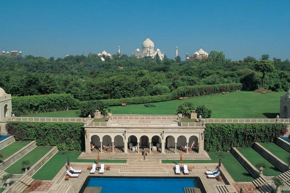 The view of Taj Mahal from Amarvilas hotel, Agra. 