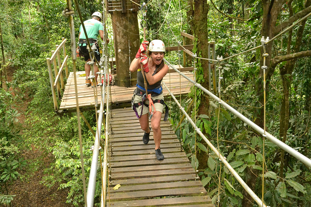 Irene Edwards doing zip line