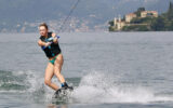 Andrea's daughter on her private wakeboarding session on Lake Como.