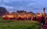 New Year’s Eve Celebration by following the Maasai procession from the North Lodge to the South Lodge at &Beyond Ngorongoro Crater Lodge, Ngorongoro, Tanzania.