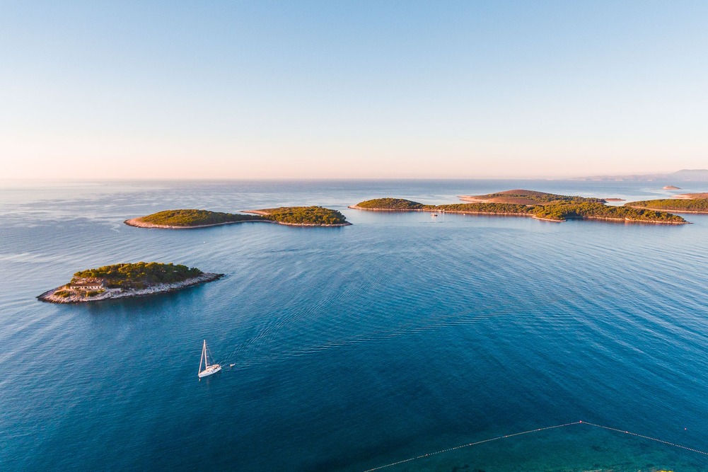 Aerial view of Pakleni Islands, Croatia.