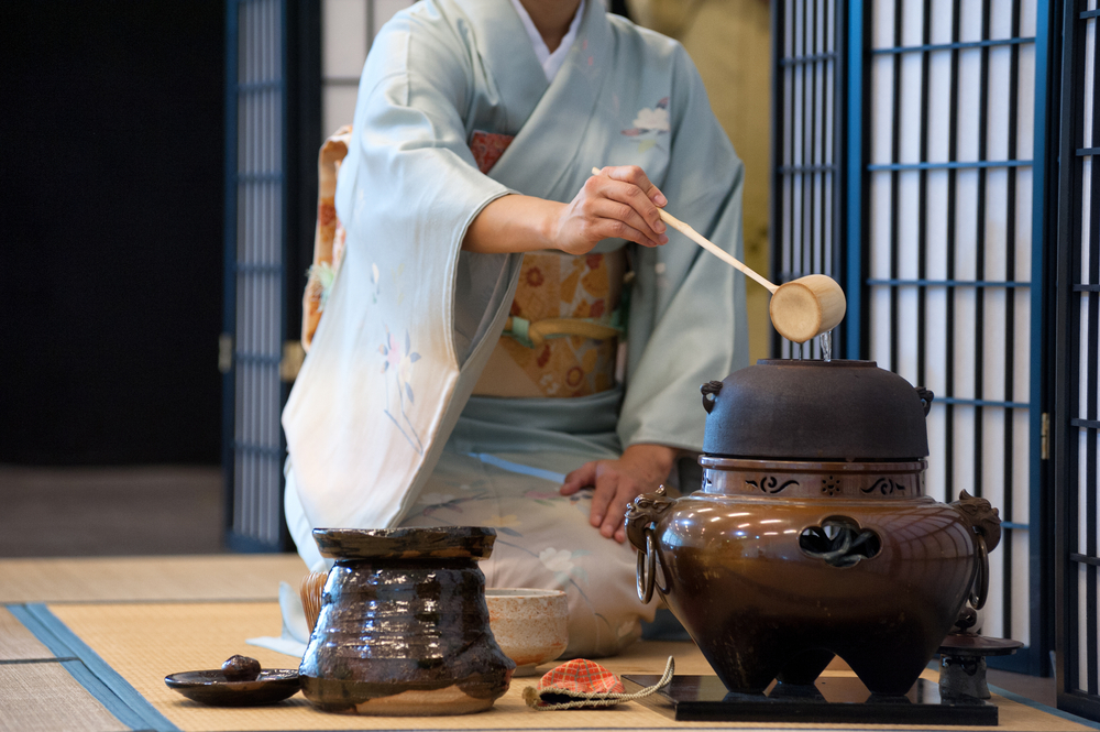 A traditional tea ceremony performance in Japan.
