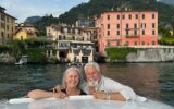 Travelers Deb and John Wente in their private boat tour on Lake Como, Itlay.