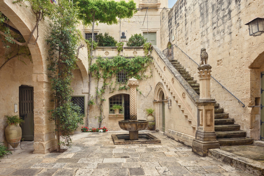 The inside of the Palazzo Falson, in Mdina, Malta.