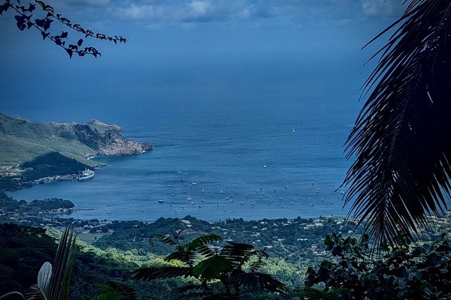 The view of Taioha'e Bay seen from Nuku Hiva, the largest island of the Marquesas, French Polynesia.