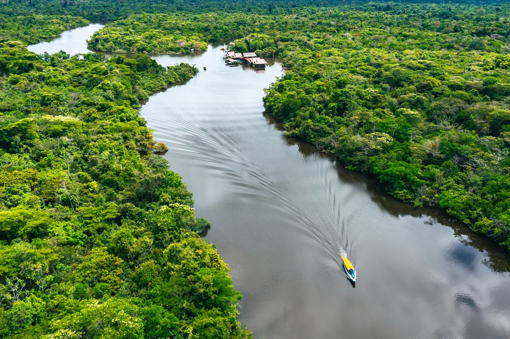 Aerial view of Amazon Rainforest, near Iquitos in Peru.