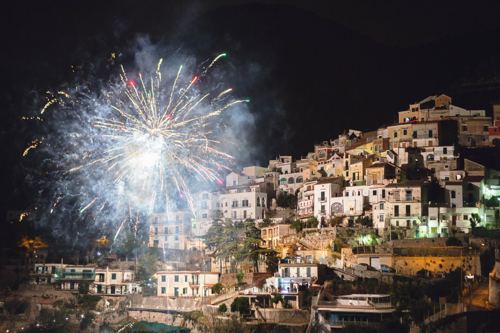 Fireworks in the village of Albori on Italy’s Amalfi Coast.
