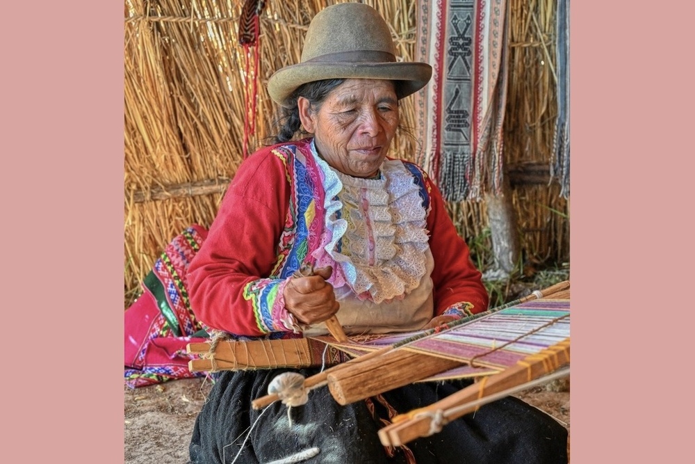 A woman weaving in Lamay, Peru.
