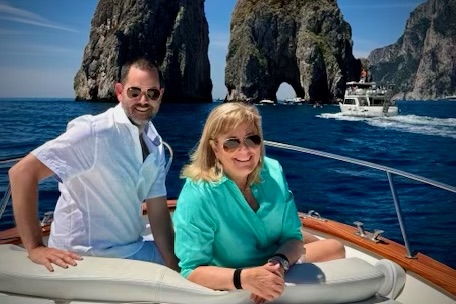 Travelers Zack Koch and Renee Koch during their boat tour in Capri Island, Italy.