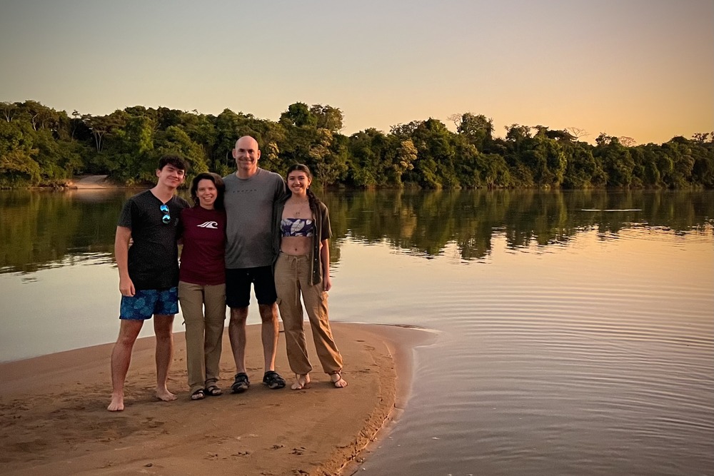 Anne Marie Seibel and family in the Brazilian Amazon.