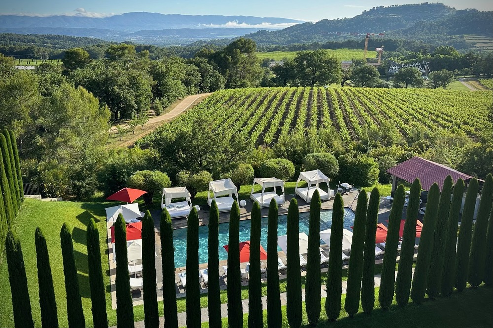 View from balcony at Villa La Coste in Provence, France.