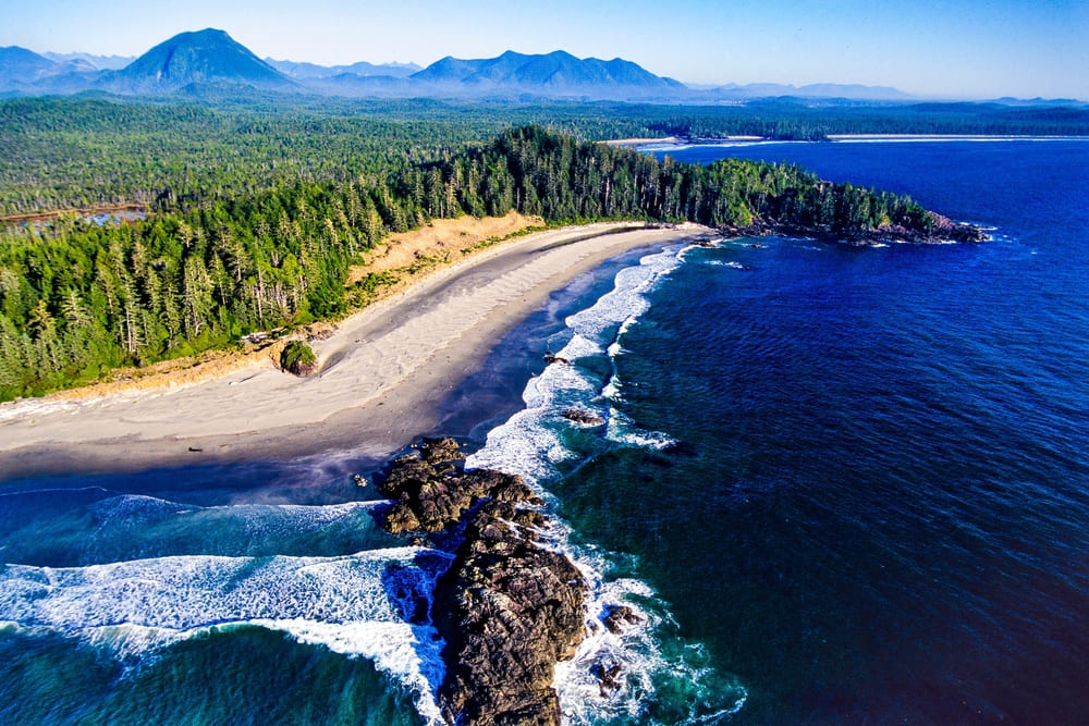 Aerial view of the Pacific Rim area Vancouver Island, Canada.