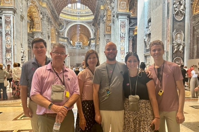 Gale Donoghue and family at St. Peter's Basilica in Rome.