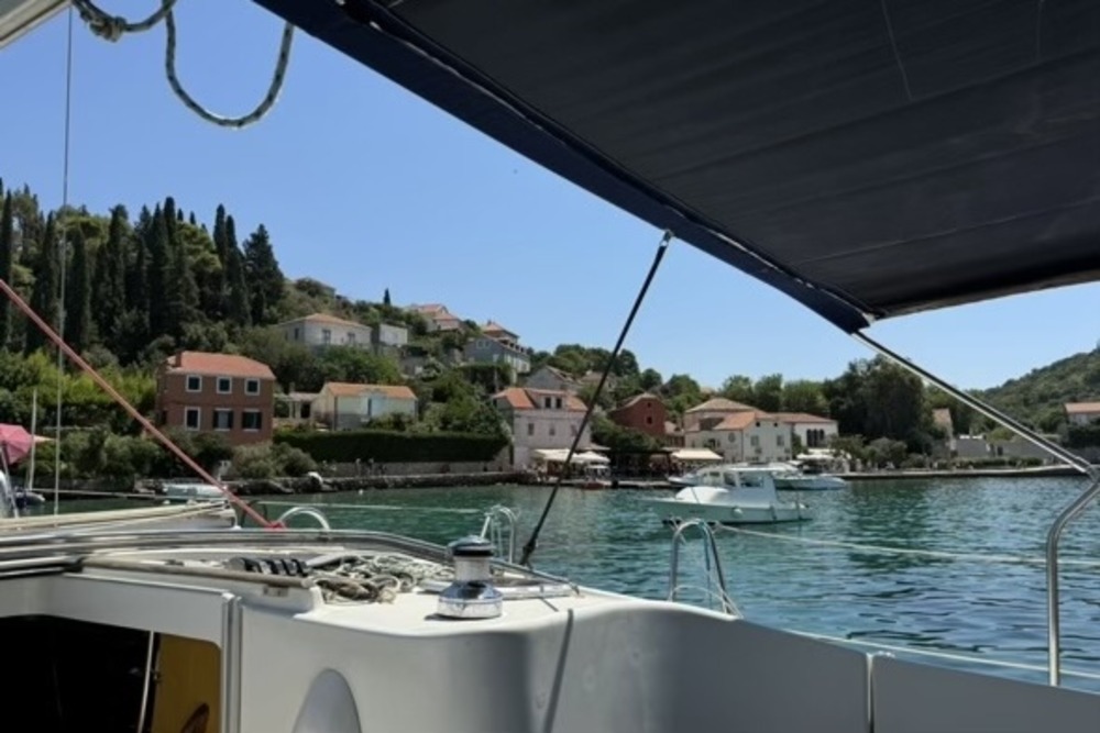 Sailboat in the Elaphiti Islands, Croatia.