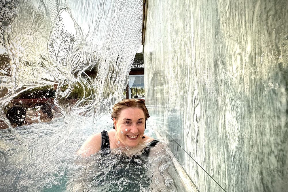 Wendy Perrin at QC Terme Roma hotel and spa baths in Rome, Italy.