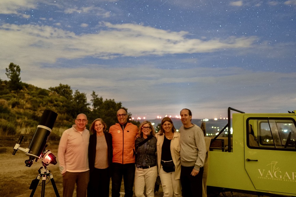 Barbara Palter and friends having their WOW Moment - stargazing at a mountain top on the Vagar property in Belmonte, Portugal.