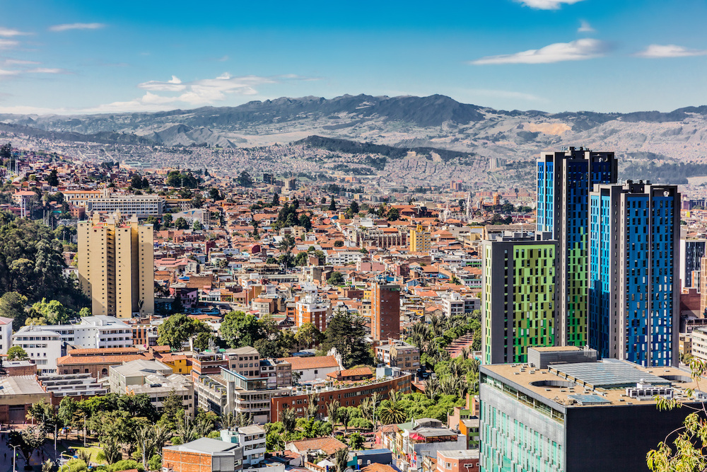 The view of Bogota Skyline cityscape in Bogota capital city of Colombia.