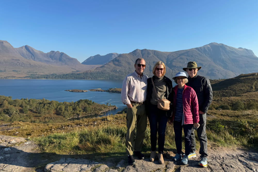 Lindsay and Mike Lanaux with their friends, on the way to Applecross.