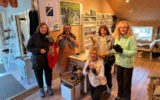 Magda Kuhn and friends at Lofoten Wool shop in Lofoten, Norway.