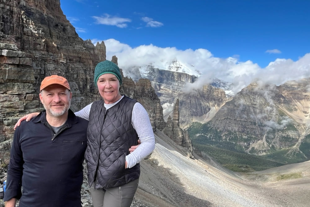 Karen Wolfe and husband at the Canadian Rockies.