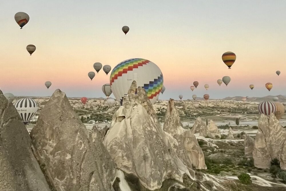 Hot air balloons in Cappadocia, Turkey.