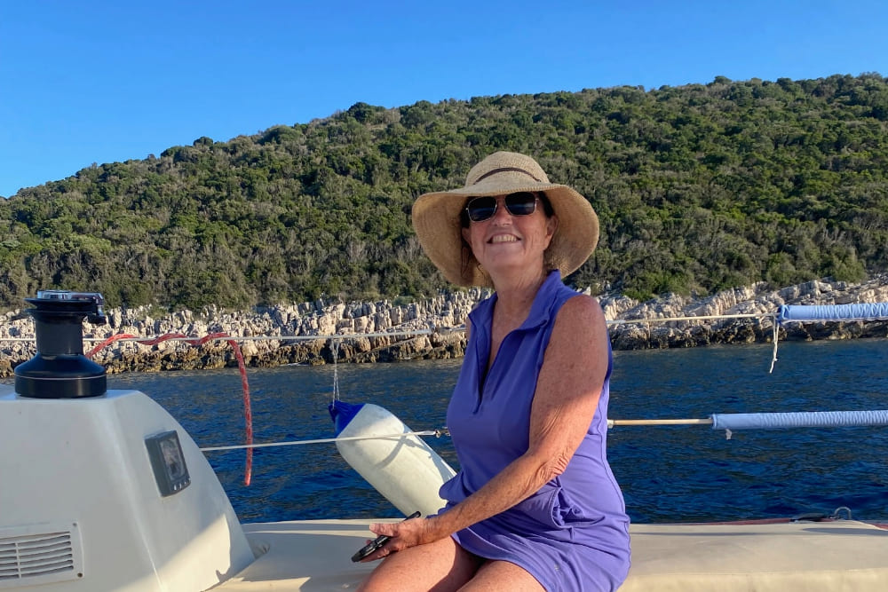 Catherine Olsen sailing in Hvar, Croatia.