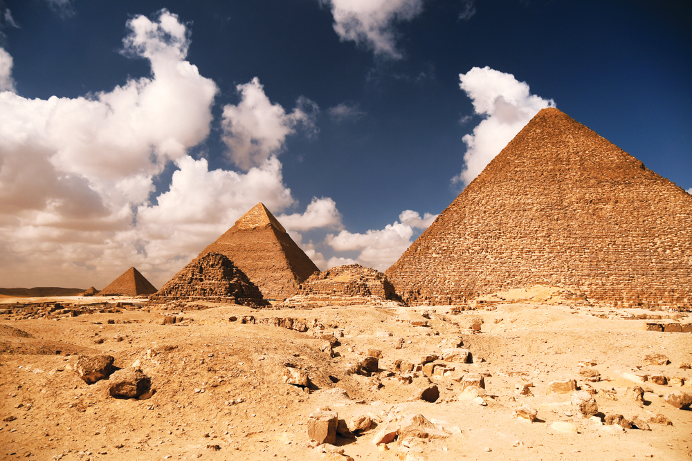 A shot of Giza Pyramids in Cairo, Egypt.