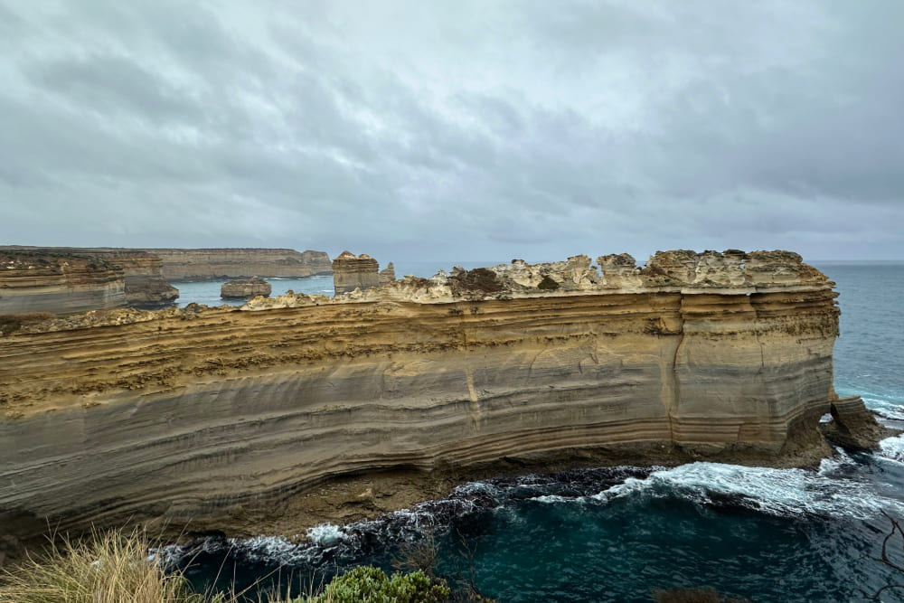 The limestone stack formations along Great Ocean Road in Australia.