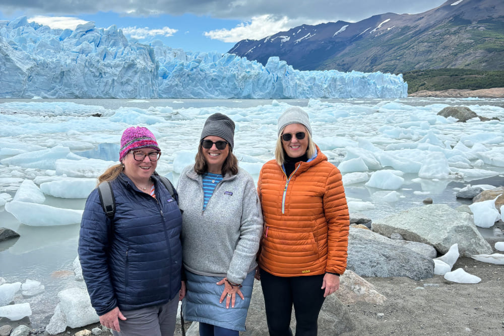 Peggy Murphy seeing glaciers in Argentina.