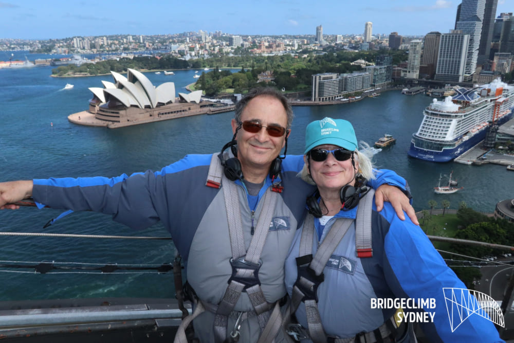 John and Lori Solon climbing the Sydney Bridge.