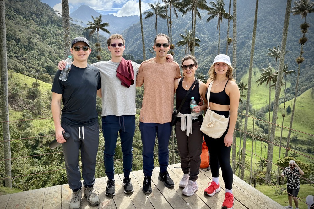 Julie Stonberg and family hiking in the Cocora Valle in Columbia.