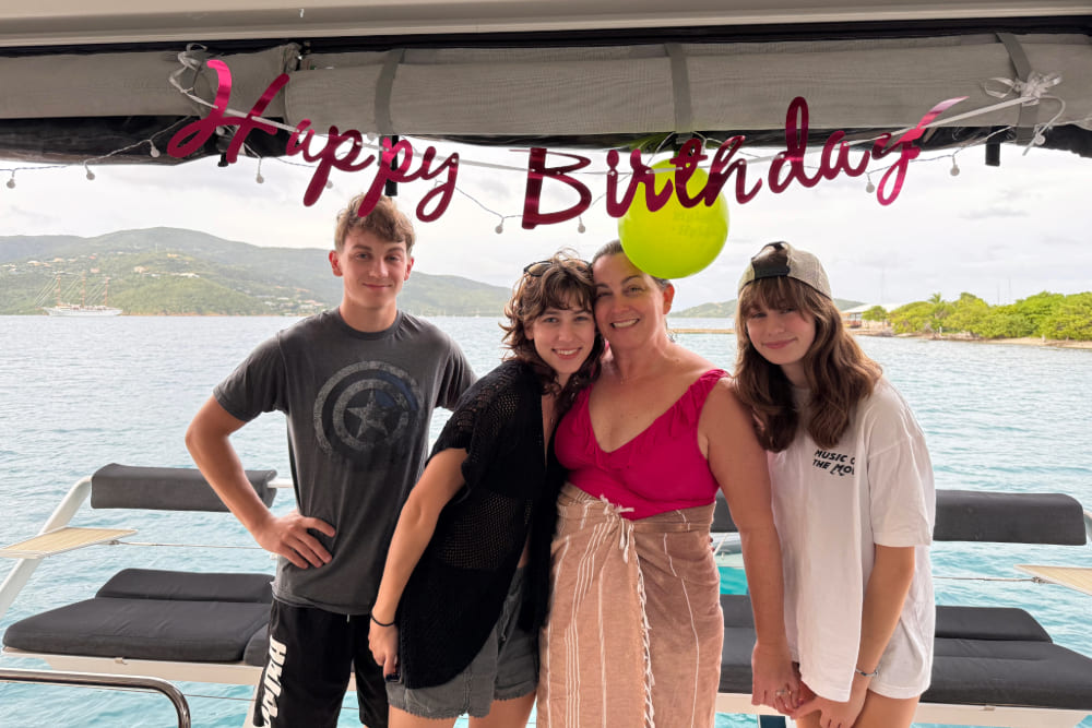 Meghan Schubert with her three children celebrating her birthday.