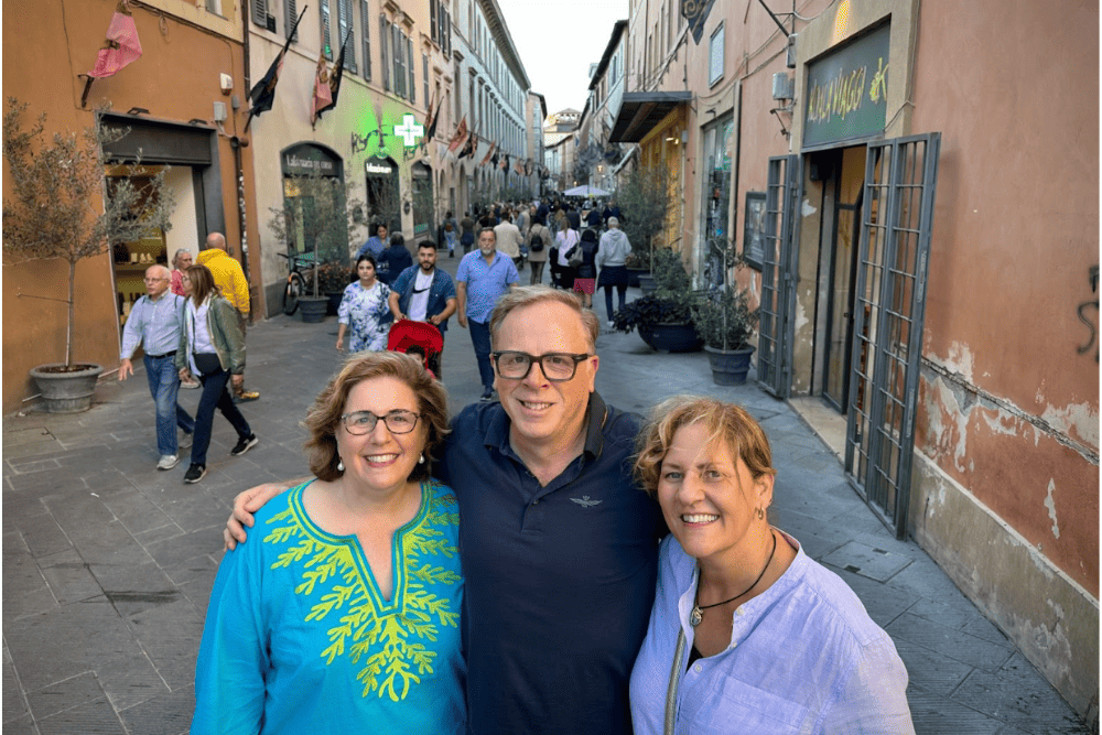 Wendy Perrin, Maria Landers and Brian Dore in Umbria, Italy.